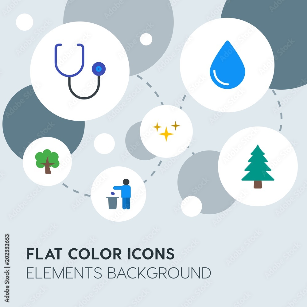 Poster health, science, nature flat vector icons and elements background with circle bubbles networks.multi