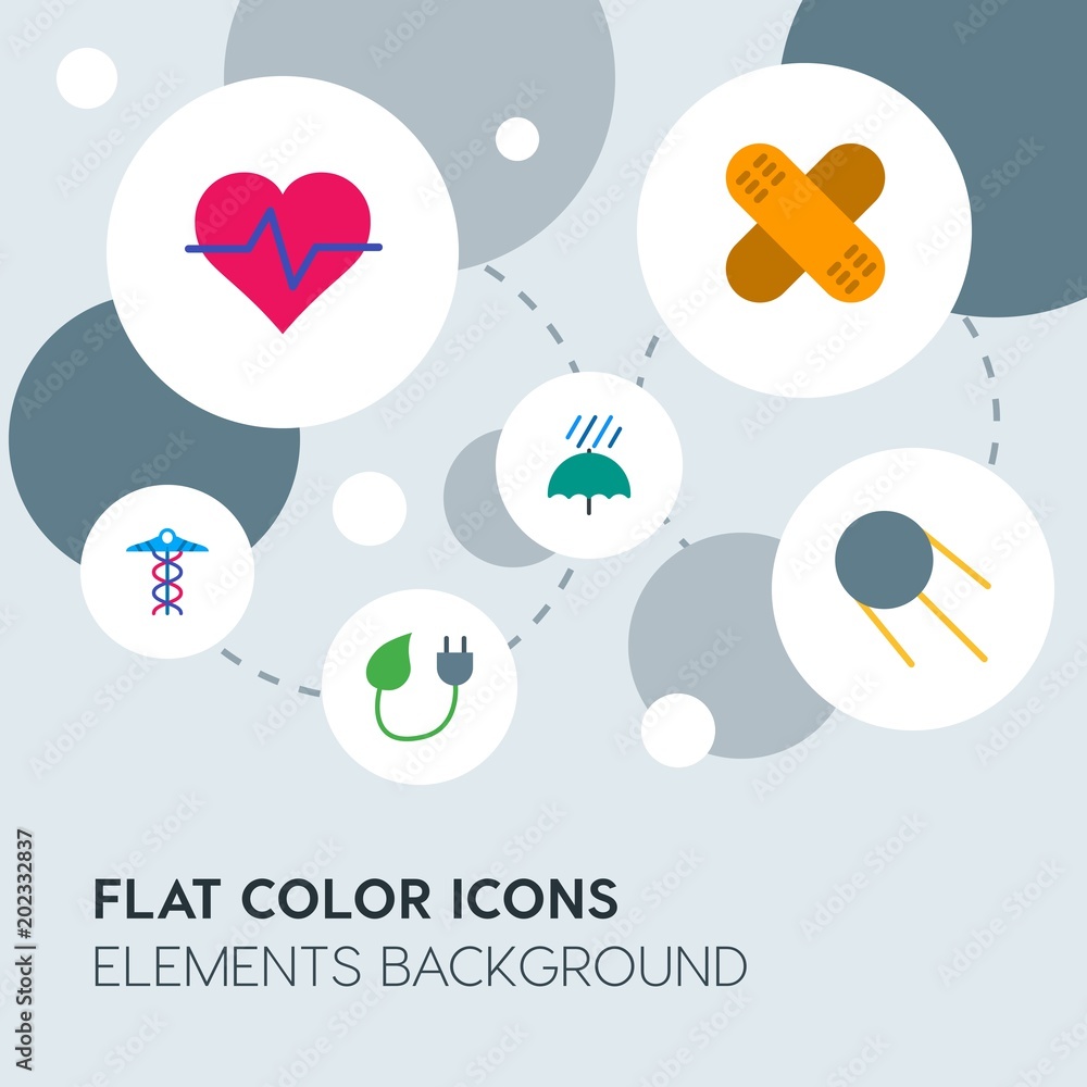 Poster health, science, nature flat vector icons and elements background with circle bubbles networks.multi