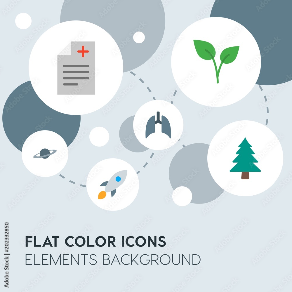 Poster health, science, nature flat vector icons and elements background with circle bubbles networks.multi