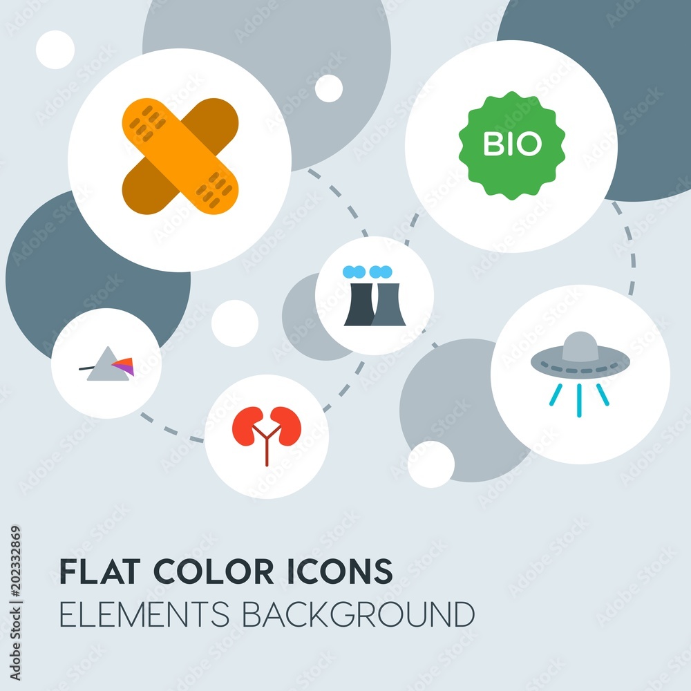 Poster health, science, nature flat vector icons and elements background with circle bubbles networks.multi