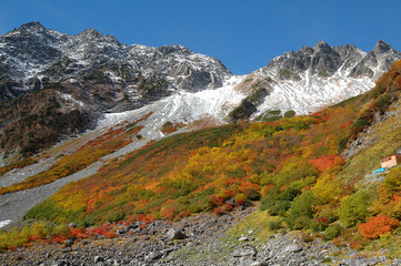 colorful leaves and snowy mountains @Karasawa cirque /...