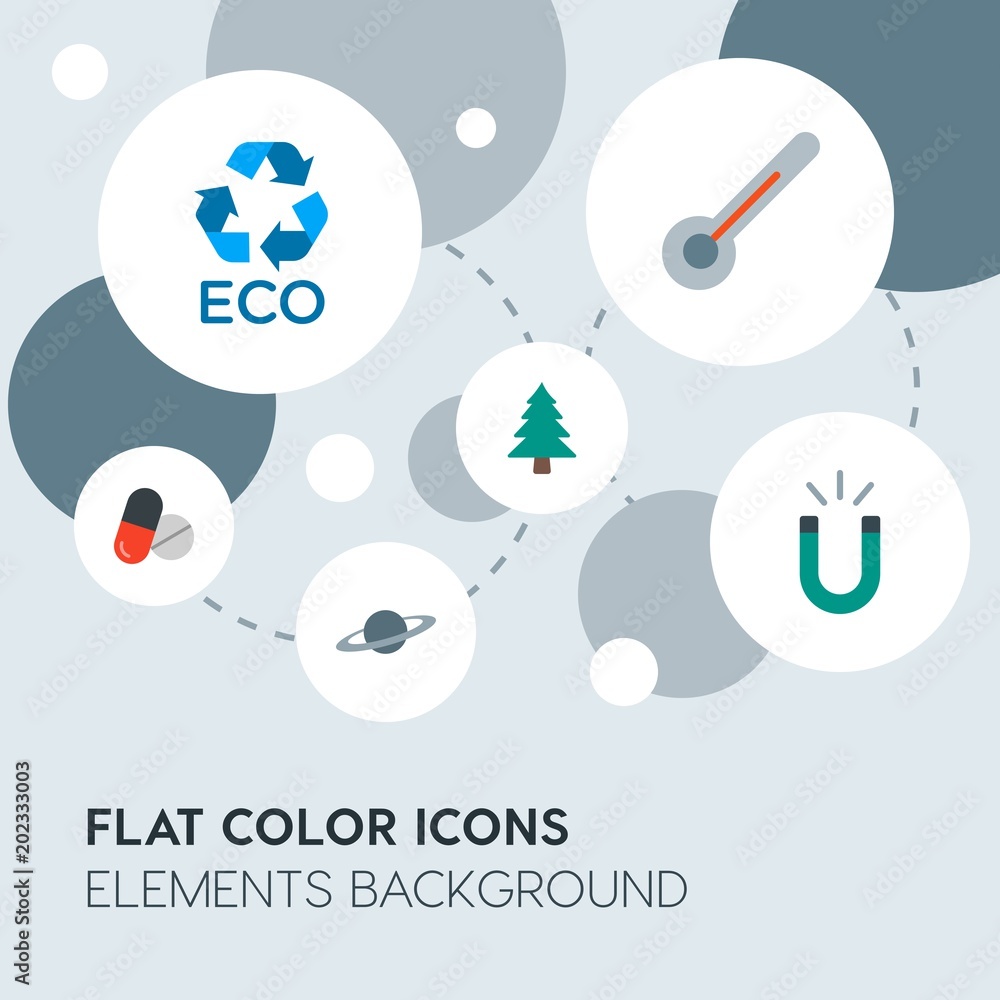 Poster health, science, nature flat vector icons and elements background with circle bubbles networks.multi