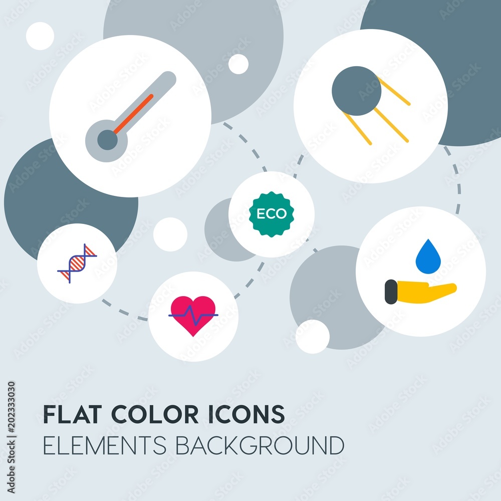 Poster health, science, nature flat vector icons and elements background with circle bubbles networks.multi