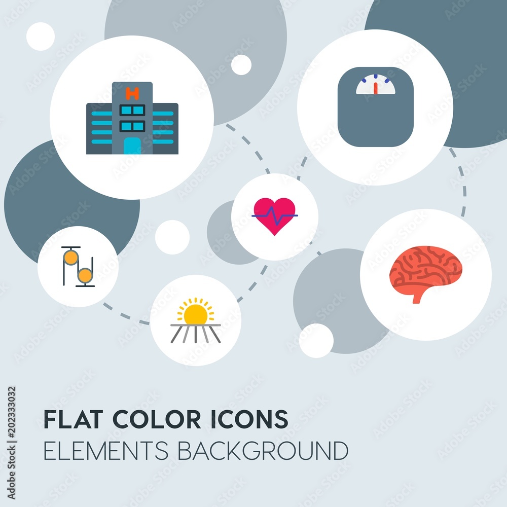 Poster health, science, nature flat vector icons and elements background with circle bubbles networks.multi