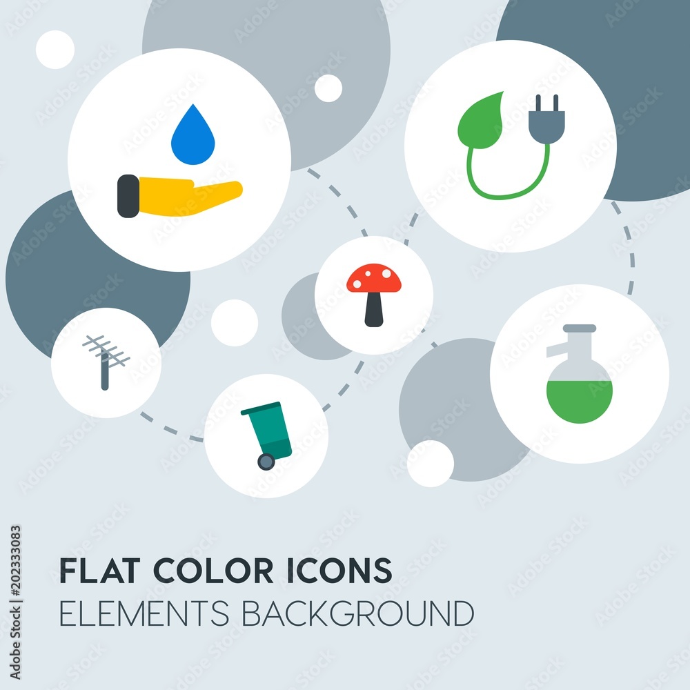 Poster health, science, nature flat vector icons and elements background with circle bubbles networks.multi