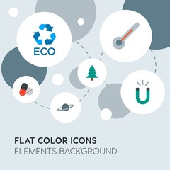 health, science, nature flat vector icons and elements background with circle bubbles networks.Multipurpose use on websites, presentations, brochures and more