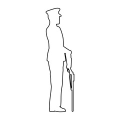 military in ceremony with rifle silhouette vector illustration design