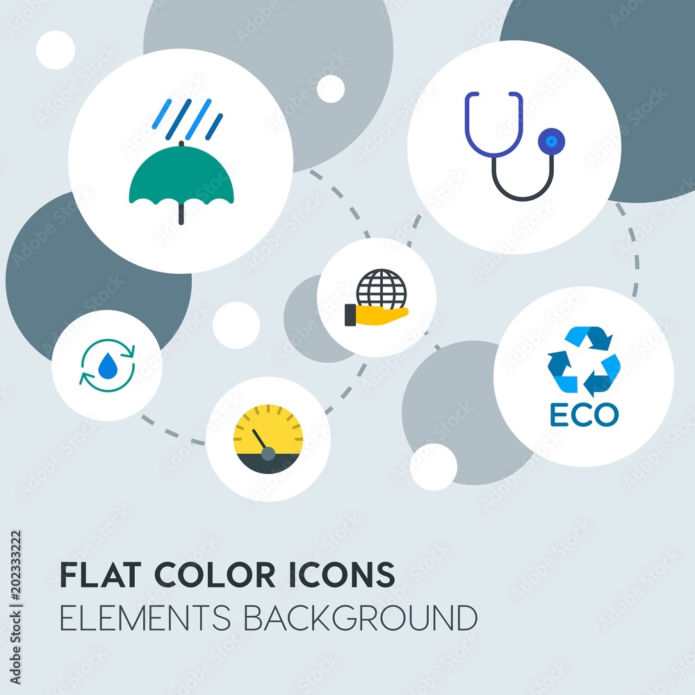 Poster health, science, nature flat vector icons and elements background with circle bubbles networks.multi
