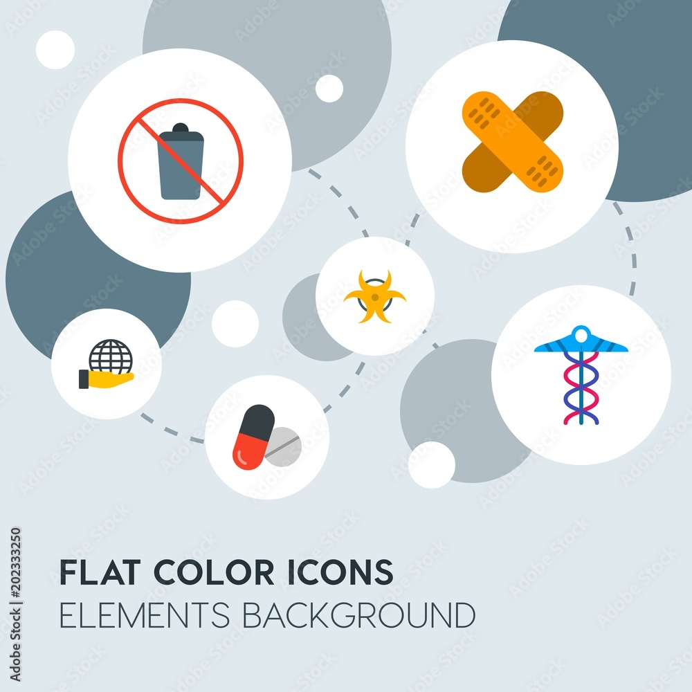 Poster health, science, nature flat vector icons and elements background with circle bubbles networks.multi