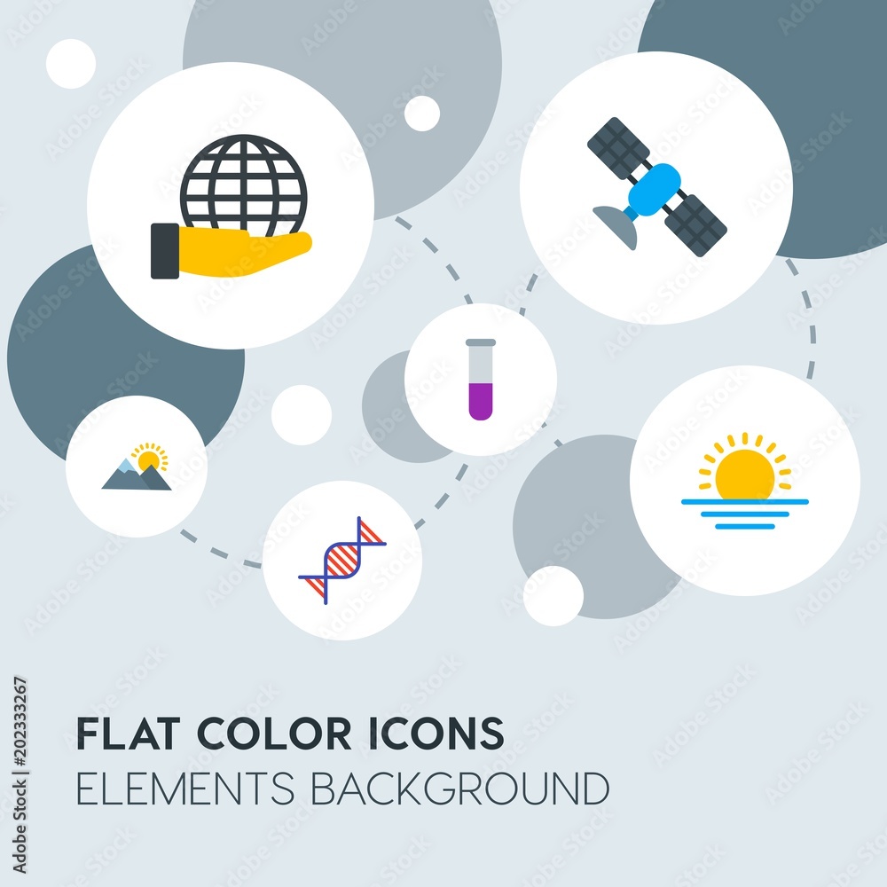 Poster health, science, nature flat vector icons and elements background with circle bubbles networks.multi