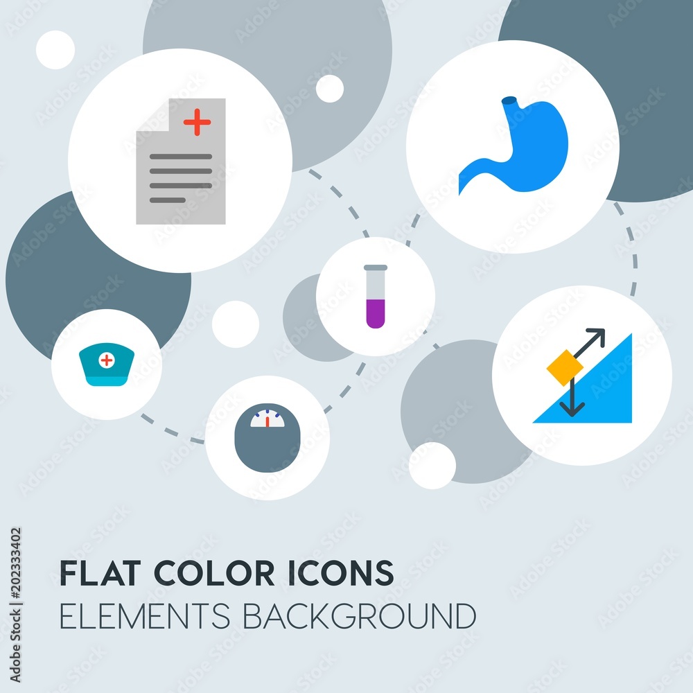 Poster health, science, nature flat vector icons and elements background with circle bubbles networks.multi