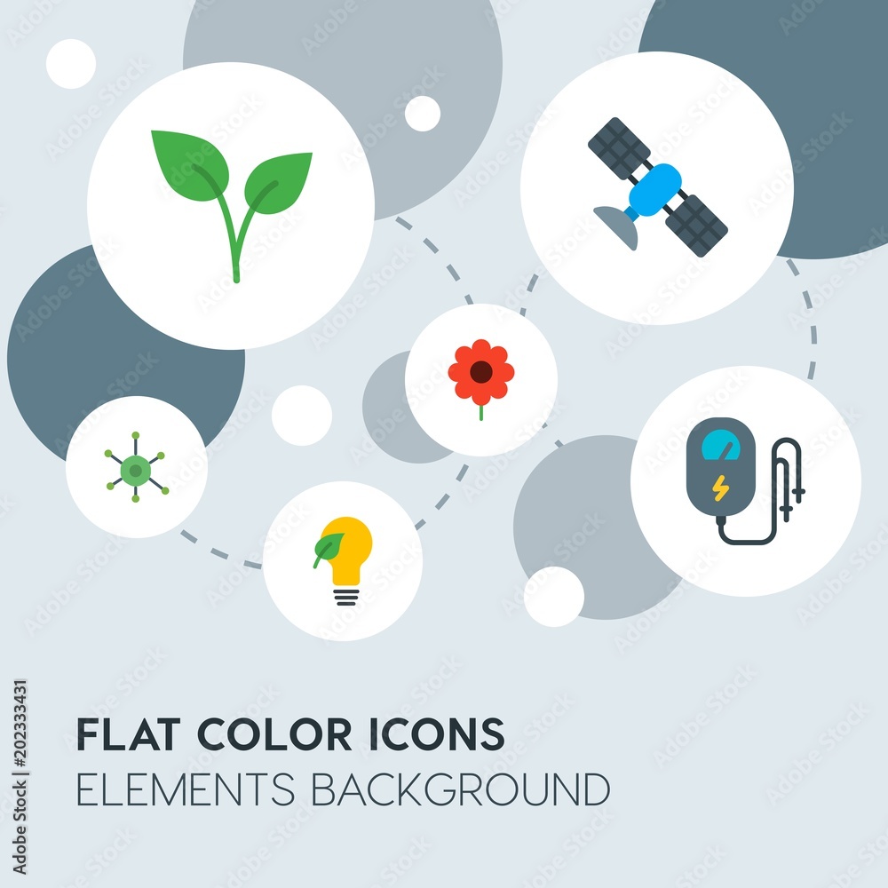 Poster health, science, nature flat vector icons and elements background with circle bubbles networks.multi
