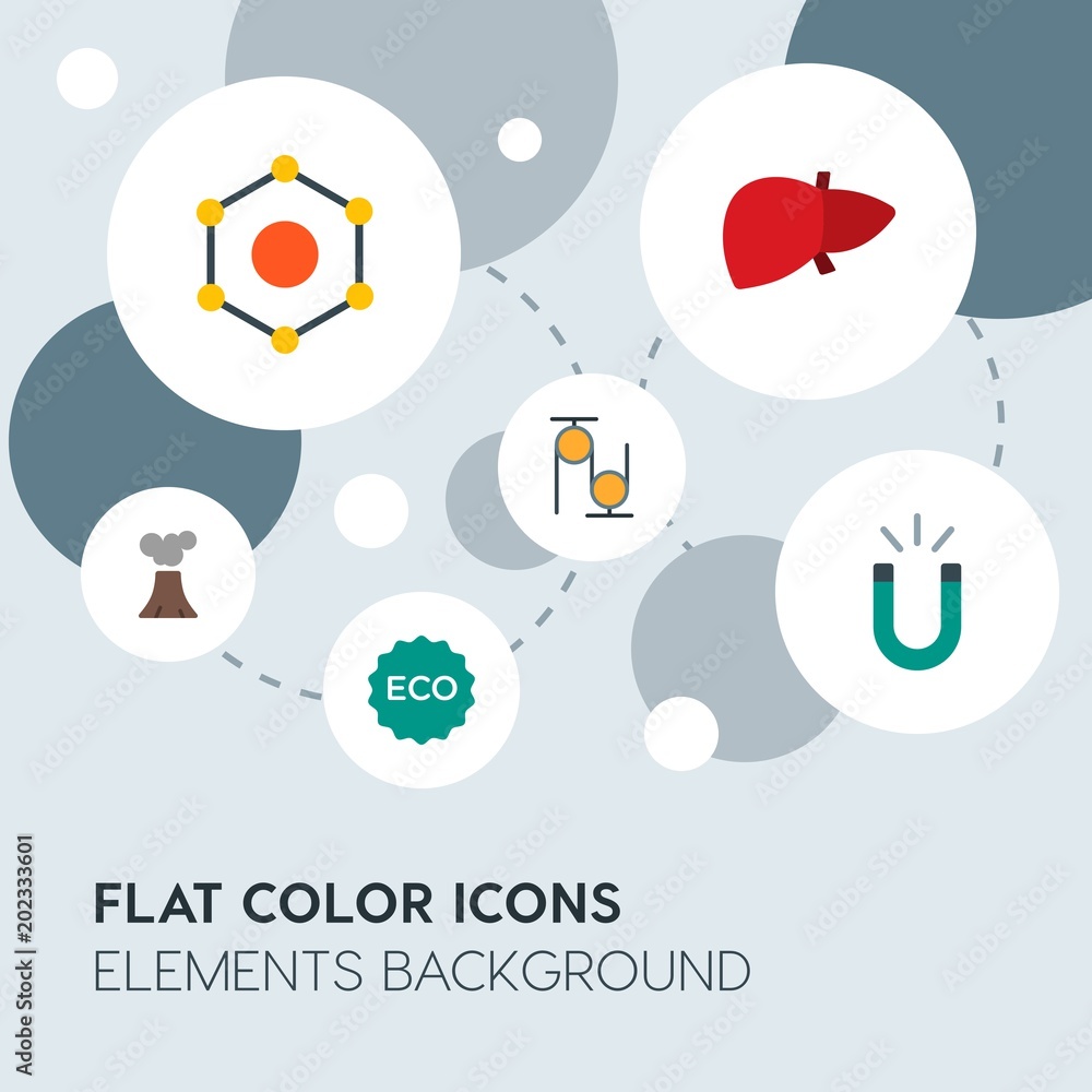 Poster health, science, nature flat vector icons and elements background with circle bubbles networks.multi