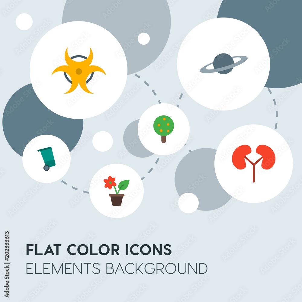 Poster health, science, nature flat vector icons and elements background with circle bubbles networks.multi