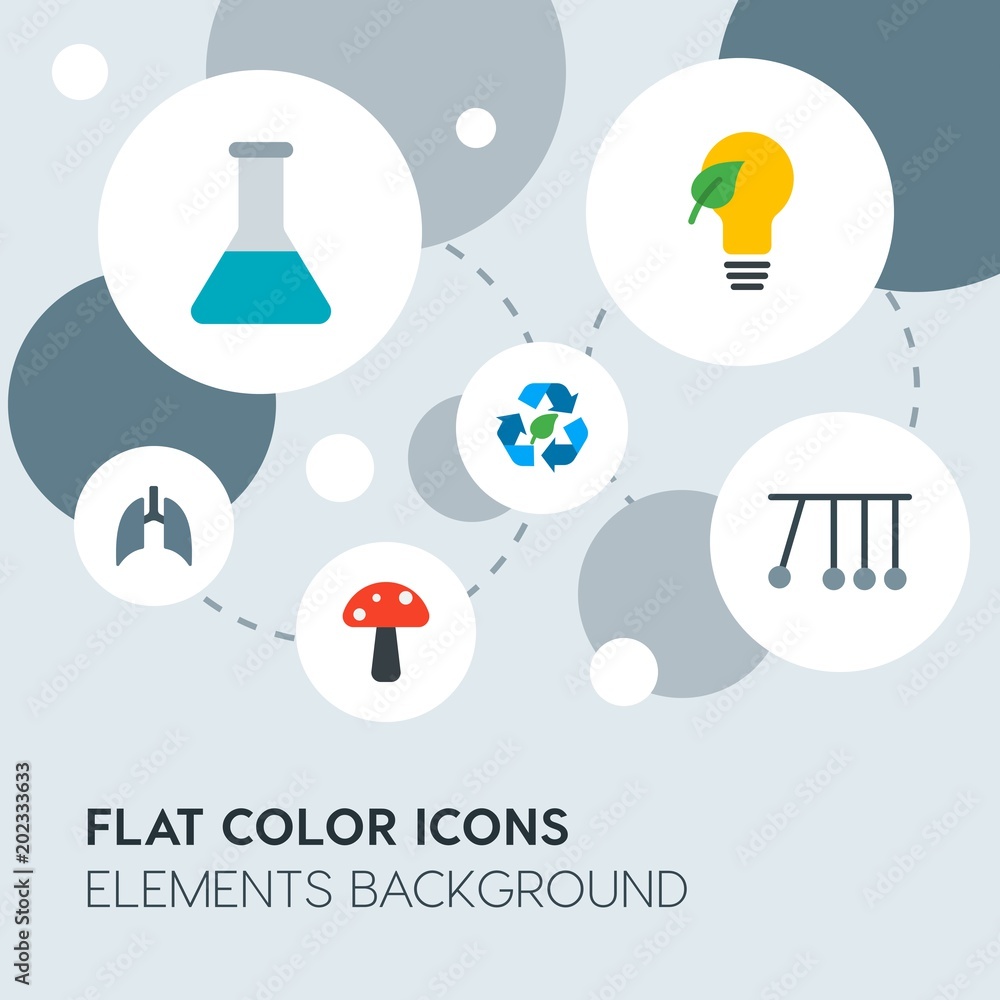 Aufkleber health, science, nature flat vector icons and elements background with circle bubbles networks.multi