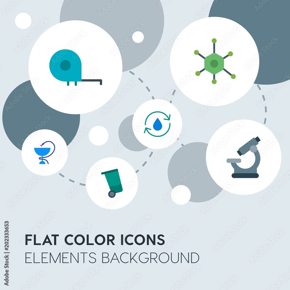 Poster health, science, nature flat vector icons and elements background with circle bubbles networks.multi