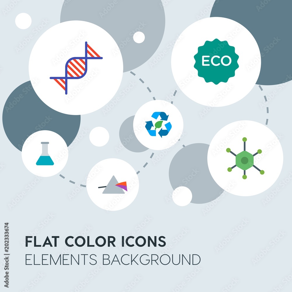 Poster health, science, nature flat vector icons and elements background with circle bubbles networks.multi