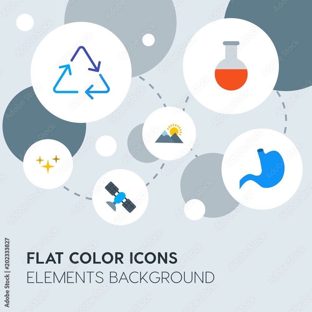 Aufkleber health, science, nature flat vector icons and elements background with circle bubbles networks.multi