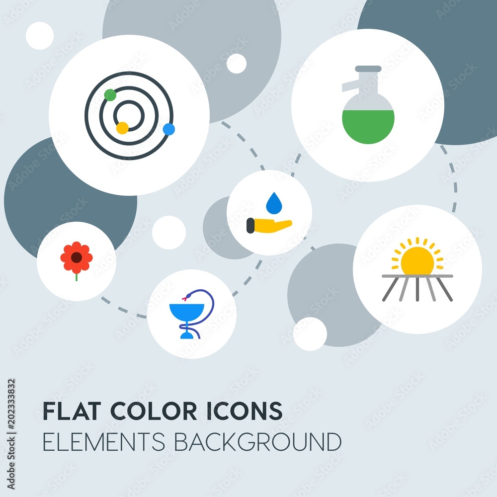Poster health, science, nature flat vector icons and elements background with circle bubbles networks.multi