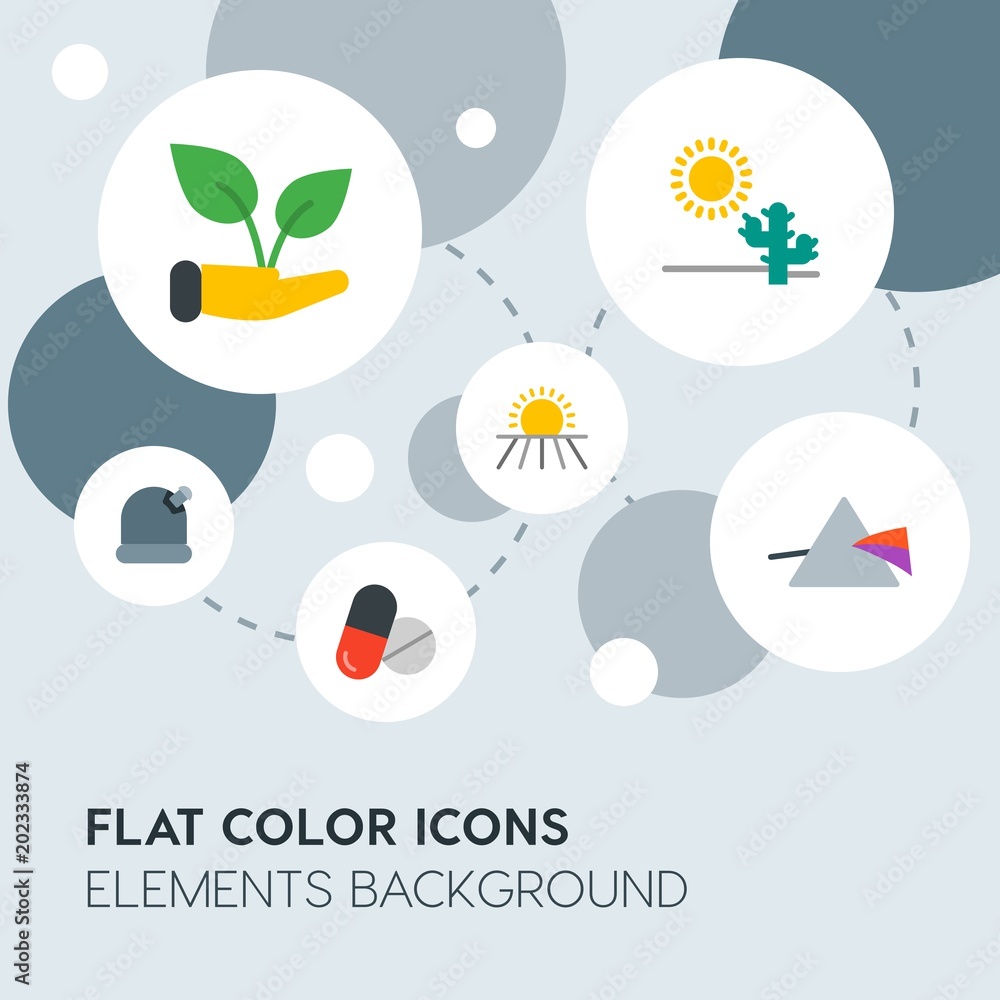Poster health, science, nature flat vector icons and elements background with circle bubbles networks.multi