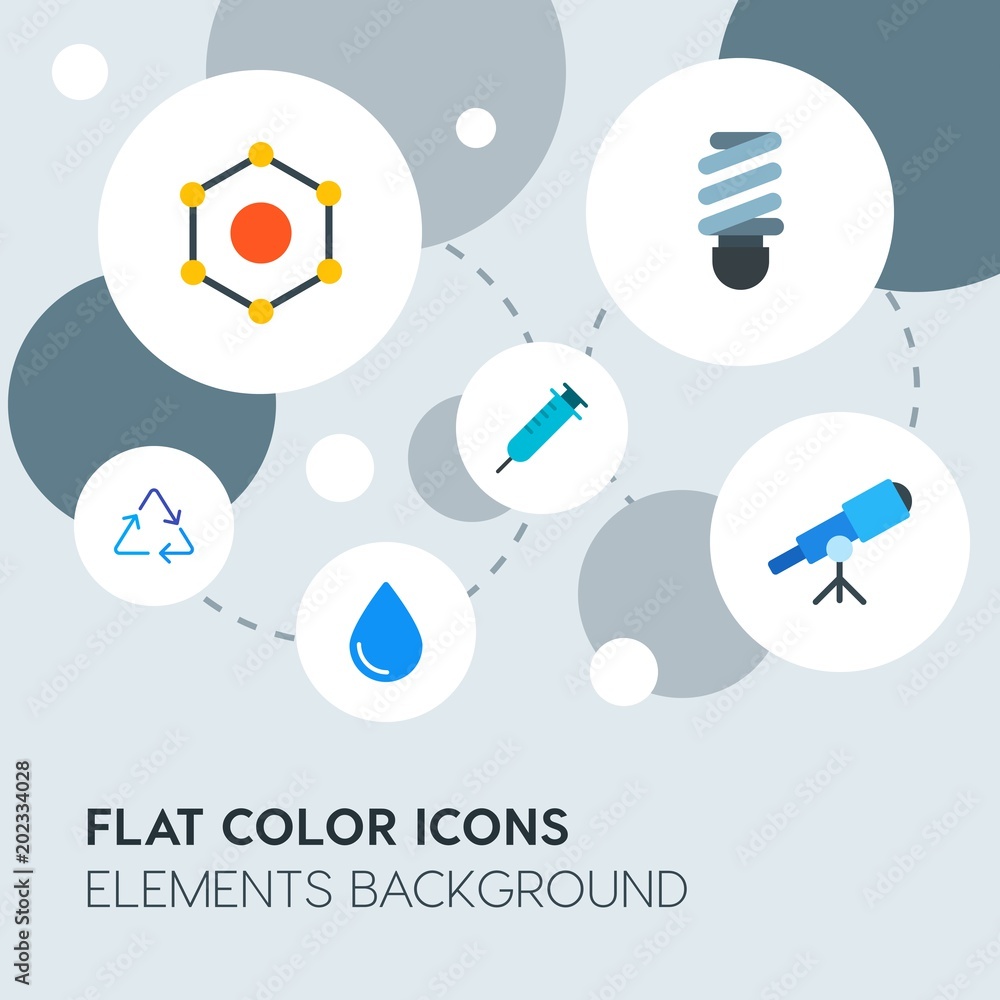 Aufkleber health, science, nature flat vector icons and elements background with circle bubbles networks.multi