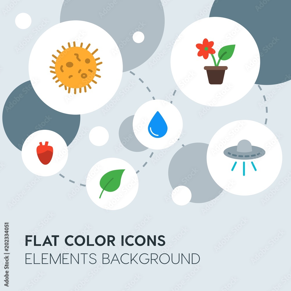 Poster health, science, nature flat vector icons and elements background with circle bubbles networks.multi