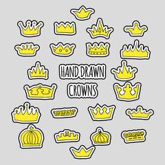 hand drawn crown patch set
