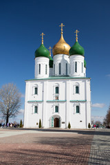 Orthodox Church. Assumption Cathedral On Cathedral Square On Blue Sky In Spring In Kolomna, Russia.