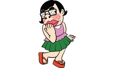 woman action cartoon, vector