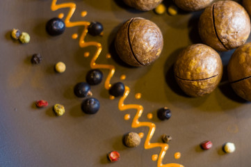 macadamia, Australian nut in a ceramic plate
