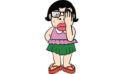 woman action cartoon, vector