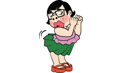 woman action cartoon, vector