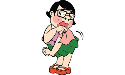 woman action cartoon, vector