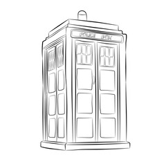 police box contour drawing in pencil
