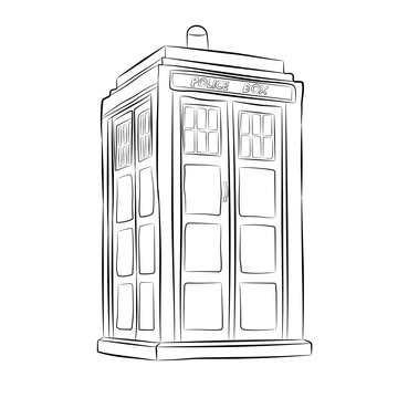 police box contour drawing in pencil