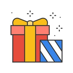 Gift boxes icon, filled outline