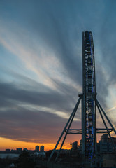 Ferris wheel in Kazan, Russia at sunset