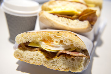 Breakfast Burger with coffee