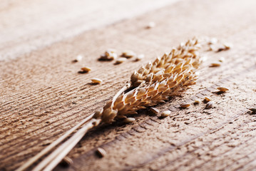 bread ears on a wooden table