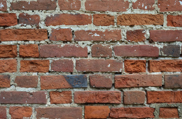 Old weathered red brick wall texture