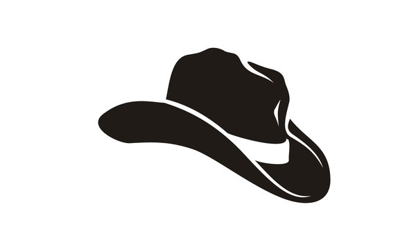 Country Western Cowboy Leather Hat, Texas Sheriff Hat silhouette