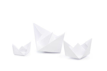 paper ships isolated on white
