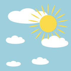sun icon, sunand clouds vector illustration