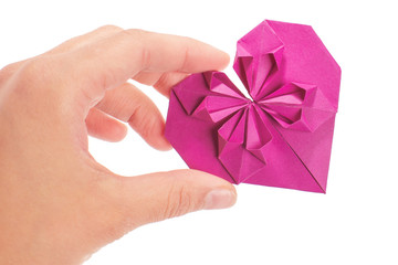Origami heart. Symbol of Valentine's Day