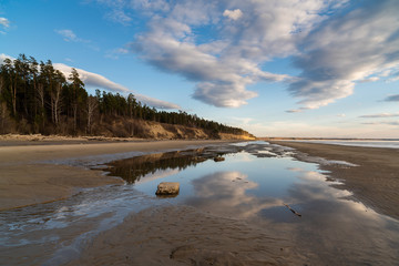 Spring landscape at the Ob reservoir.