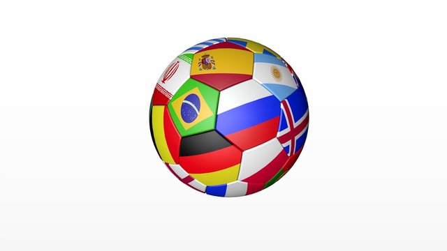 Soccer ball with flags on white Background