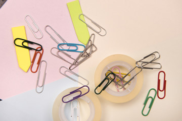 Fototapeta premium school supplies, colorful backgrounds