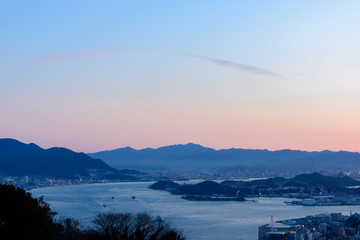 関門海峡の夕暮