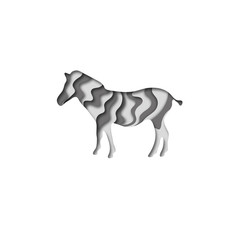 Paper cut zebra, safari animals shape 3D origami. Trendy concept fashion design. Vector illsutration