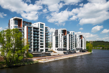 View of river and the new residential houses